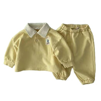 Load image into Gallery viewer, 2 Pieces Set Baby Unisex Cartoon Print Polo Shirts And Solid Color Pants Wholesale 230114256
