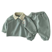 Load image into Gallery viewer, 2 Pieces Set Baby Unisex Cartoon Print Polo Shirts And Solid Color Pants Wholesale 230114256
