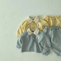 Load image into Gallery viewer, 2 Pieces Set Baby Unisex Cartoon Print Polo Shirts And Solid Color Pants Wholesale 230114256
