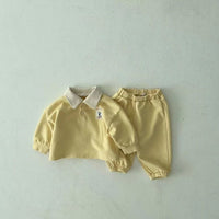 Load image into Gallery viewer, 2 Pieces Set Baby Unisex Cartoon Print Polo Shirts And Solid Color Pants Wholesale 230114256
