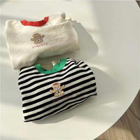 Load image into Gallery viewer, Baby Unisex Striped Letters Color-blocking Cartoon Print Tops Wholesale 230114261
