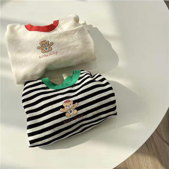 Baby Unisex Striped Letters Color-blocking Cartoon Print Tops Wholesale 230114261