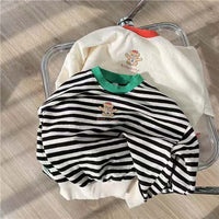 Load image into Gallery viewer, Baby Unisex Striped Letters Color-blocking Cartoon Print Tops Wholesale 230114261
