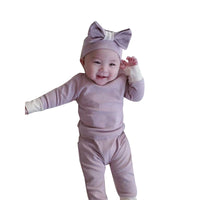 Load image into Gallery viewer, 3 Pieces Set Baby Unisex Color-blocking Tops And Pants And Bow Headwear Wholesale 230114267
