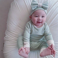 Load image into Gallery viewer, 3 Pieces Set Baby Unisex Color-blocking Tops And Pants And Bow Headwear Wholesale 230114267
