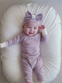 Load image into Gallery viewer, 3 Pieces Set Baby Unisex Color-blocking Tops And Pants And Bow Headwear Wholesale 230114267
