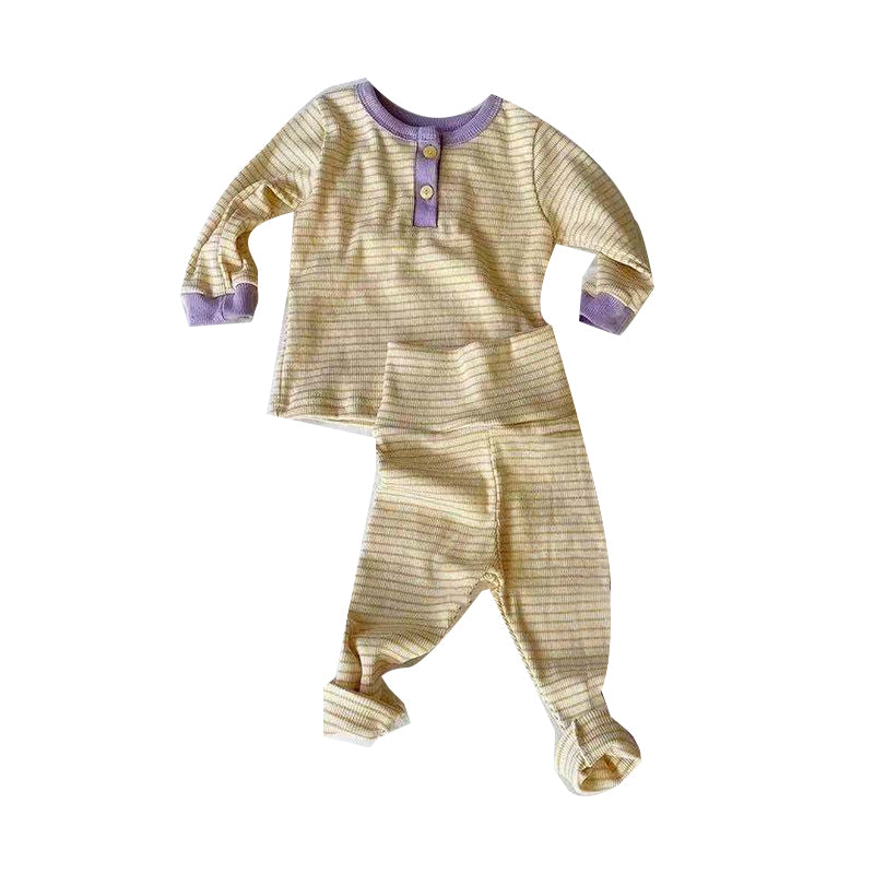 2 Pieces Set Baby Unisex Striped Color-blocking Tops And Pants Wholesale 230114278