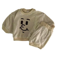 Load image into Gallery viewer, 2 Pieces Set Baby Unisex Expression Hoodies Sweatshirts And Solid Color Shorts Wholesale 230114287
