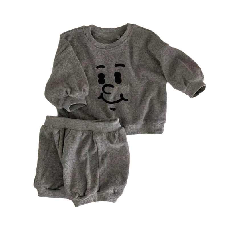 2 Pieces Set Baby Unisex Expression Hoodies Sweatshirts And Solid Color Shorts Wholesale 230114287