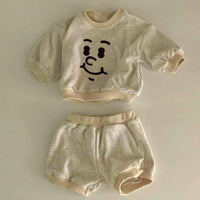 Load image into Gallery viewer, 2 Pieces Set Baby Unisex Expression Hoodies Sweatshirts And Solid Color Shorts Wholesale 230114287
