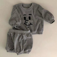 Load image into Gallery viewer, 2 Pieces Set Baby Unisex Expression Hoodies Sweatshirts And Solid Color Shorts Wholesale 230114287
