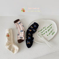 Load image into Gallery viewer, Girls Flower Checked Accessories Socks Wholesale 230114294
