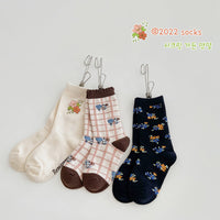 Load image into Gallery viewer, Girls Flower Checked Accessories Socks Wholesale 230114294
