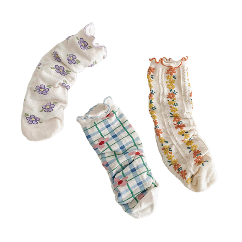 Girls Flower Checked Accessories Socks Wholesale 230114296