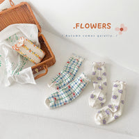 Load image into Gallery viewer, Girls Flower Checked Accessories Socks Wholesale 230114296
