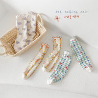 Load image into Gallery viewer, Girls Flower Checked Accessories Socks Wholesale 230114296
