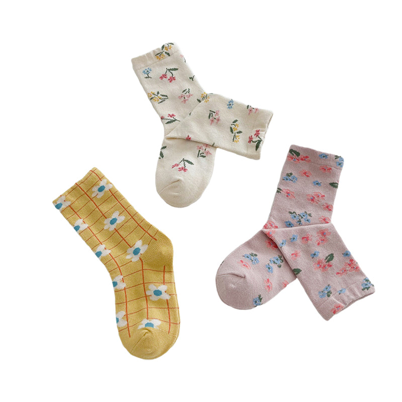 Girls Flower Checked Accessories Socks Wholesale 230114309