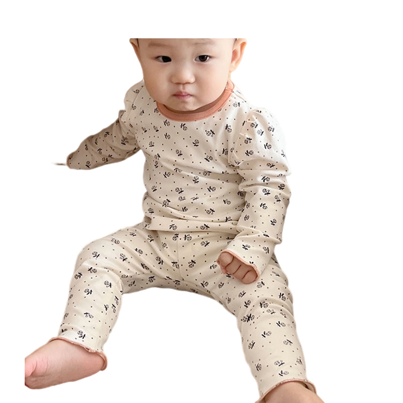 2 Pieces Set Baby Girls Flower Print Tops Sleepwears And Pants Wholesale 230114319