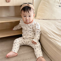 Load image into Gallery viewer, 2 Pieces Set Baby Girls Flower Print Tops Sleepwears And Pants Wholesale 230114319
