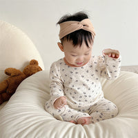 Load image into Gallery viewer, 2 Pieces Set Baby Girls Flower Print Tops Sleepwears And Pants Wholesale 230114319
