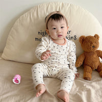 Load image into Gallery viewer, 2 Pieces Set Baby Girls Flower Print Tops Sleepwears And Pants Wholesale 230114319
