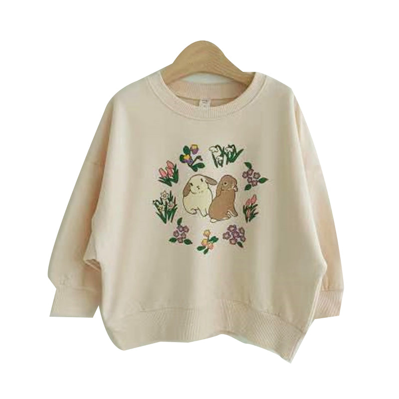Baby Girls Flower Animals Print Hoodies Sweatshirts Wholesale 230114352