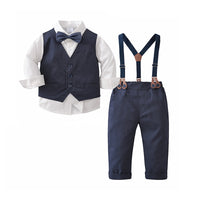 Load image into Gallery viewer, 3 Pieces Set Baby Kid Boys Birthday Solid Color Bow Shirts Vests Waistcoats And Jumpsuits Wholesale 230114375
