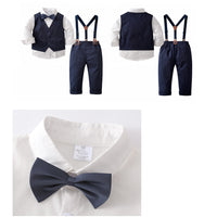 Load image into Gallery viewer, 3 Pieces Set Baby Kid Boys Birthday Solid Color Bow Shirts Vests Waistcoats And Jumpsuits Wholesale 230114375
