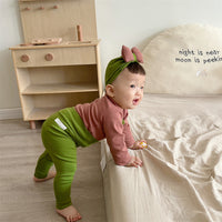 Load image into Gallery viewer, 3 Pieces Set Baby Unisex Solid Color Tops Sleepwears And Pants And Hats Wholesale 230114386

