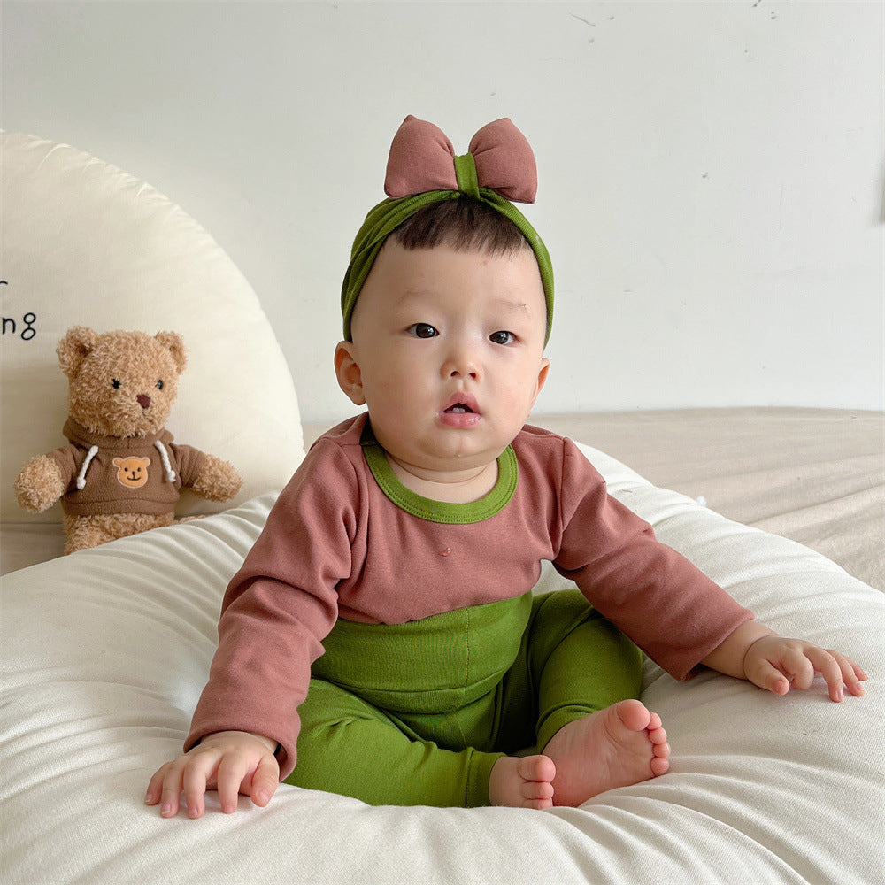 3 Pieces Set Baby Unisex Solid Color Tops Sleepwears And Pants And Hats Wholesale 230114386