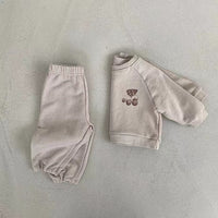 Load image into Gallery viewer, 2 Pieces Set Baby Unisex Cartoon Print Hoodies Swearshirts And Solid Color Pants Wholesale 230114391
