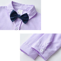 Load image into Gallery viewer, 2 Pieces Set Baby Kid Boys Dressy Solid Color Bow Shirts And Pants Suits Wholesale 230114392
