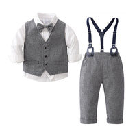 Load image into Gallery viewer, 3 Pieces Set Baby Kid Boys Bow Shirts And Solid Color Vests Waistcoats And Jumpsuits Wholesale 230114399
