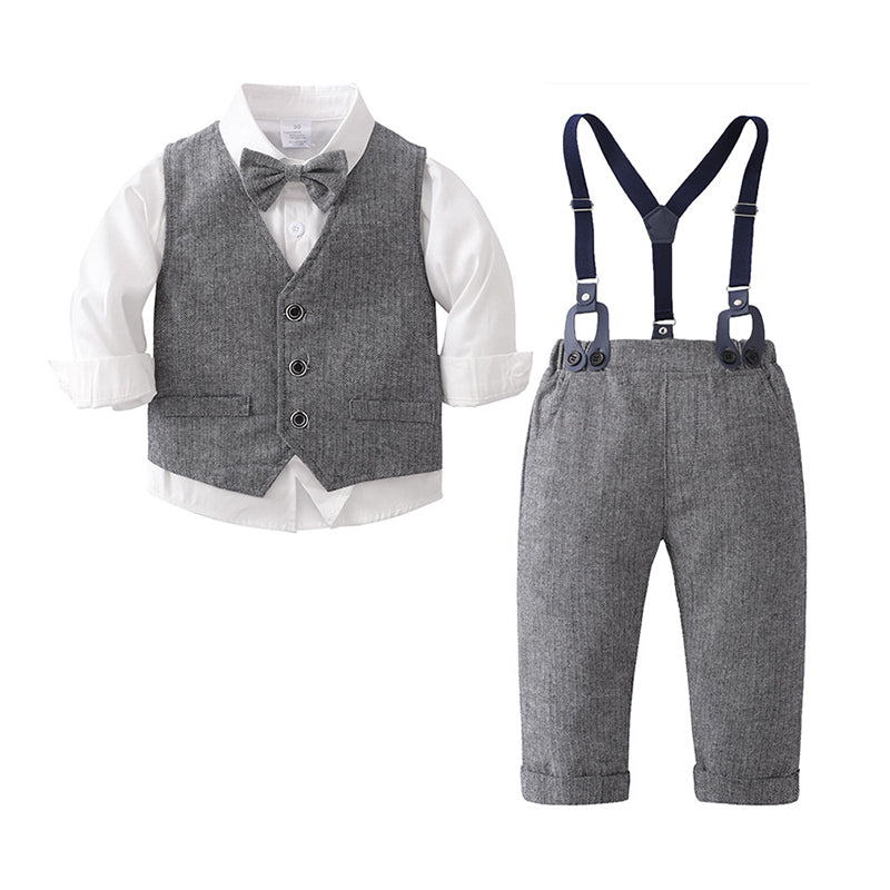 3 Pieces Set Baby Kid Boys Bow Shirts And Solid Color Vests Waistcoats And Jumpsuits Wholesale 230114399
