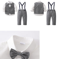 Load image into Gallery viewer, 3 Pieces Set Baby Kid Boys Bow Shirts And Solid Color Vests Waistcoats And Jumpsuits Wholesale 230114399
