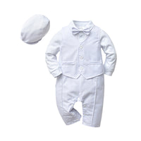 Load image into Gallery viewer, 3 Pieces Set Baby Boys Bow Jumpsuits And Solid Color Vests Waistcoats And Hats Wholesale 230114409

