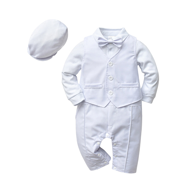 3 Pieces Set Baby Boys Bow Jumpsuits And Solid Color Vests Waistcoats And Hats Wholesale 230114409