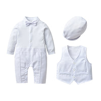 Load image into Gallery viewer, 3 Pieces Set Baby Boys Bow Jumpsuits And Solid Color Vests Waistcoats And Hats Wholesale 230114409
