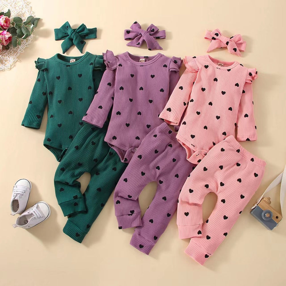 2 Pieces Set Baby Girls Love heart Rompers And Pants Wholesale 230114413