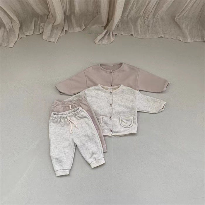 2 Pieces Set Baby Unisex Cartoon Jackets Outwears And Solid Color Pants Wholesale 230114426