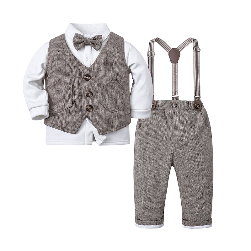 3 Pieces Set Baby Kid Boys Birthday Party Solid Color Bow Shirts And Vests Waistcoats And Pants Wholesale 230114451