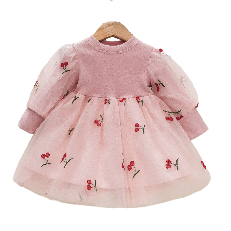 Baby Kid Girls Fruit Embroidered Dresses Wholesale 230114485