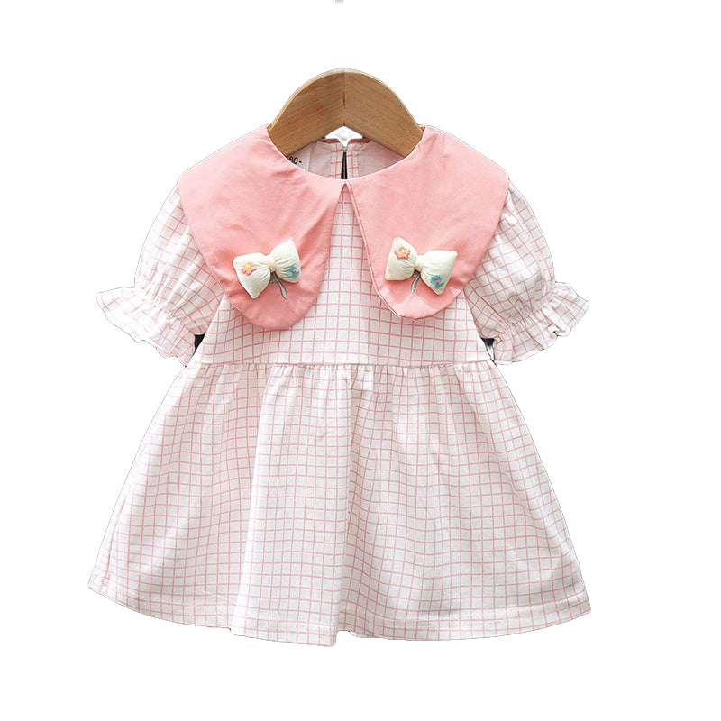 Baby Kid Girls Flower Checked Dresses Wholesale 230114487