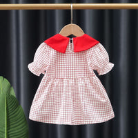 Load image into Gallery viewer, Baby Kid Girls Flower Checked Dresses Wholesale 230114487
