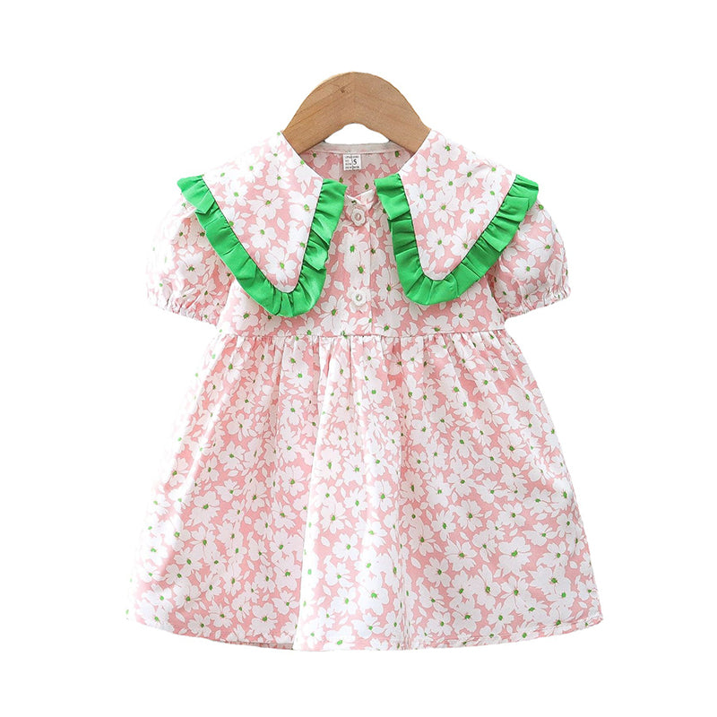 Baby Kid Girls Flower Print Dresses Wholesale 230114488