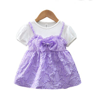 Load image into Gallery viewer, Baby Kid Girls Solid Color Bow Dresses Wholesale 230114493
