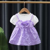Load image into Gallery viewer, Baby Kid Girls Solid Color Bow Dresses Wholesale 230114493
