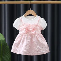 Load image into Gallery viewer, Baby Kid Girls Solid Color Bow Dresses Wholesale 230114493
