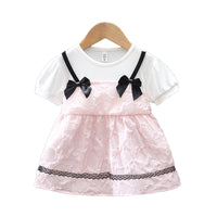 Load image into Gallery viewer, Baby Kid Girls Solid Color Bow Dresses Wholesale 230114496
