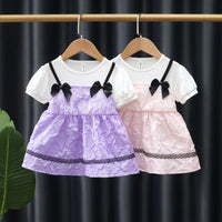 Load image into Gallery viewer, Baby Kid Girls Solid Color Bow Dresses Wholesale 230114496
